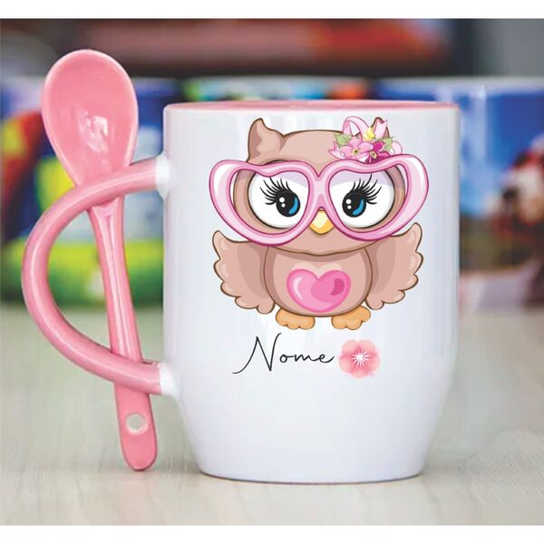 Caneca de coruja com o nome